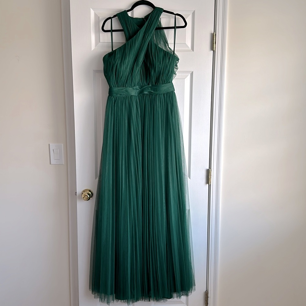 ASOS Green Halter Cross Over Front Tulle Maxi Dress Size: US 12